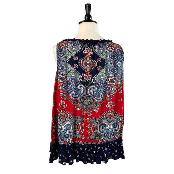 Bila Swing Top Bohemian Asymmetrical Red Hem Tie Neck Women’s Size XXL Plus - Picture 4 of 11